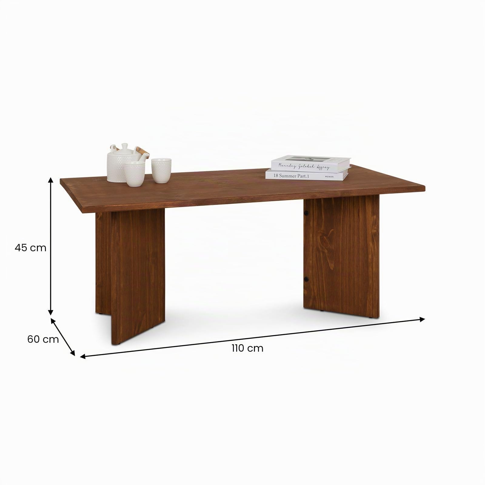 IDIMEX Table Basse MESA pour Salon en Bois Massif Brun foncé, Design rectangulaire Moderne, Pieds angulaires, 110 x 45 x 60 cm