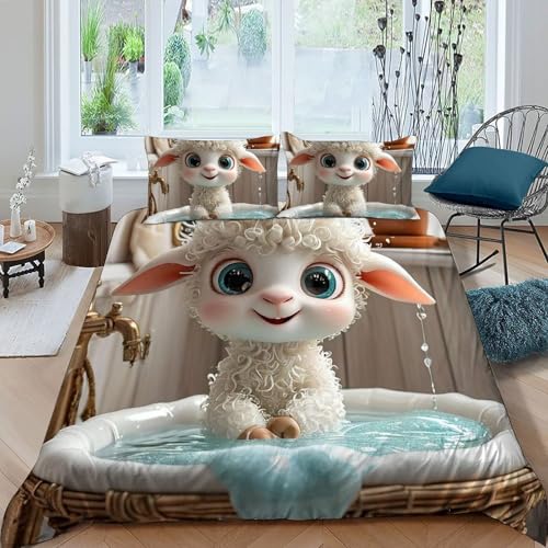 Housse de couette 220x240cm microfibre à fermeture éclair pour lit enfant Animaux 3D
