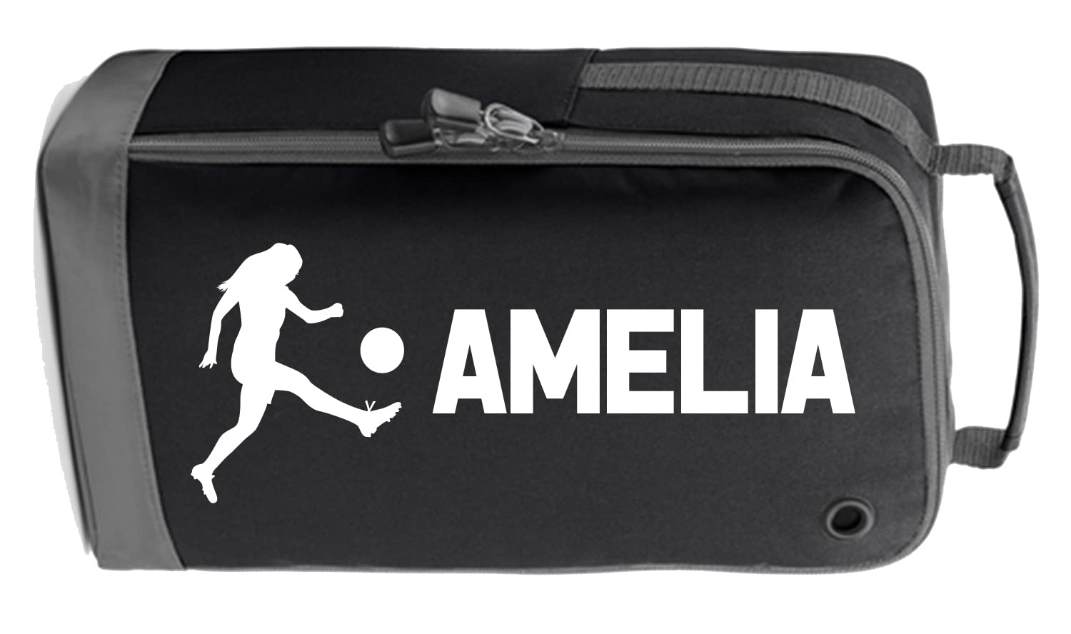 Girls Personalised Name Boot Bag Football Boots Children's Sports Bags Rugby PE Gym Kit Back to School for Kids (Black)
