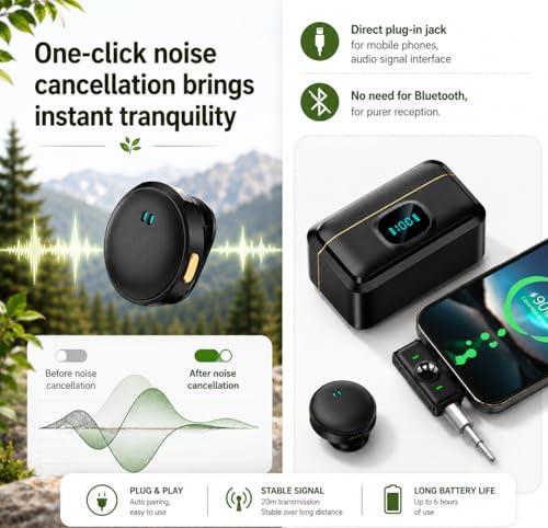 Image of 2-in-1 Wireless Microphone for Vlogging, YouTube, Reels, Online Classes, Interviews, Magnetic Collar Clip, 360 Sound Capture, 40M Range, 6Hr Battery, iOS Android, DSLR Type C (Q8)