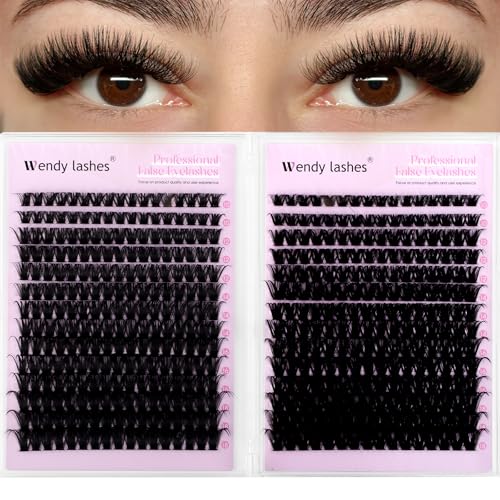 Cils individuels,594PCS 80D+100D Volume Russe Extension-Cils D-Curl,Cluster Lashes Mixte 10-18mm Extension De Cils,Look Naturel Cluster Lashes DIY Pour...