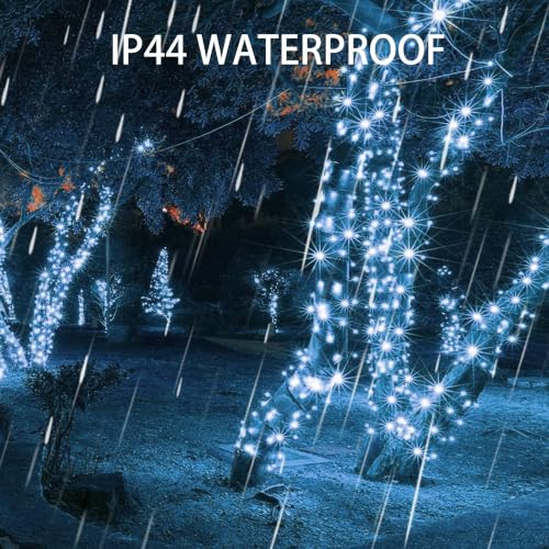 Image of Dazzle Bright 300 LED Christmas String Lights, 100 FT Connectable Waterproof String Lights Green Wire with 8 Modes, Christmas Decorations for Indoor Outdoor Xmas Party Yard Garden (White) (Pack of 2)