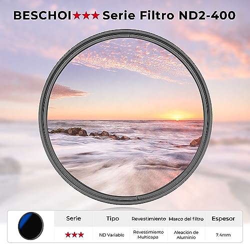 Filtro ND Variable ND2-400 BESCHOI construido en vidrio óptico con rosca de 72mm 6