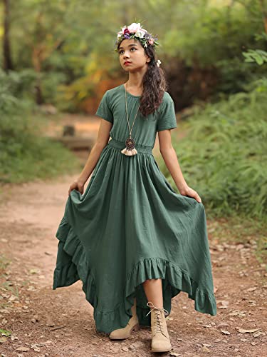 Girls Lace Backless Boho Maxi Swing Dress Flower Girl Dresses for Wedding Party Size 3-142