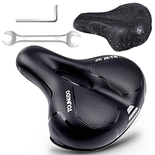 YOUNGDO Selle Velo Confortable, Selle de Vélo Confort Ergonomique, Selle Velo Imperméable avec 1 Housse de Pluie, Selle Vélo pour Vélo de Montagne/VTT/Vélos/Vélos Pliants Cover