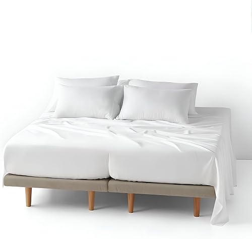 Miniatura 9 de Juego de sábanas Split King  Juego de 7 piezas  Sábanas individuales XL para cama ajustable  100% algodón egipcio  Bolsillos extra profundos  Gris