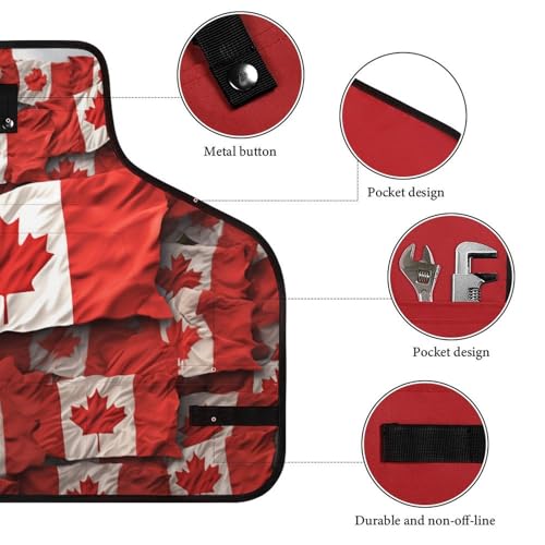 Delantal de trabajo con bandera canadiense y 8 bolsillos miniatura 3