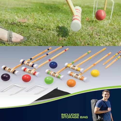 Juego de Croquet de Madera para 6 Jugadores con Kit Portátil 4