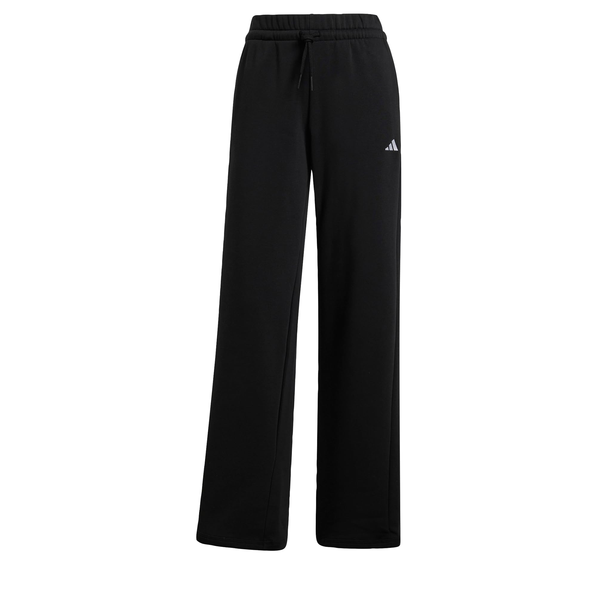 adidas Women's Essentials Small Logo Feel Cozy Open Hem Pants, Black/White, XL