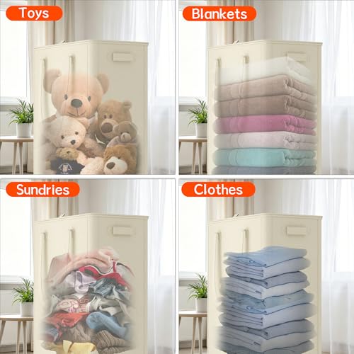 Image of Slim Laundry Hamper with Wheels,15 Gal (55L) Rolling Laundry Basket with lid and wheels Clothes Hamper Foldable Tall Dirty Clothes Basket Sturdy Collapsible Clothes Hamper for Dorm,Laundry Room