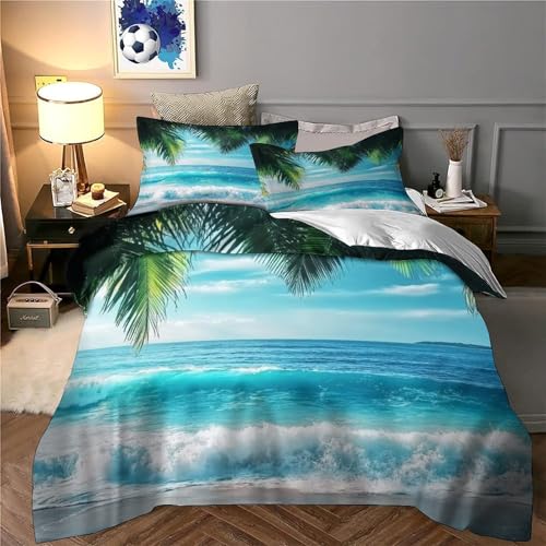 Housse de couette plage tropicale 3D pour chambre d'ado