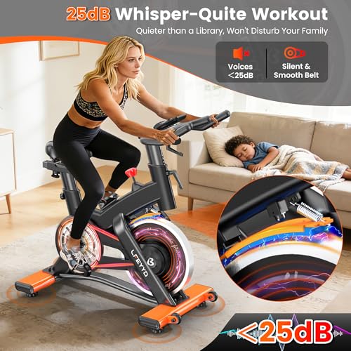 Image of Exercise Bike for Home, Quiet Adjustable Magnetic Stationary Bike for Home Cardio with App Compatible, Spin Bike with 400 lbs Capacity, Spinning Bike with Heart Rate Monitor