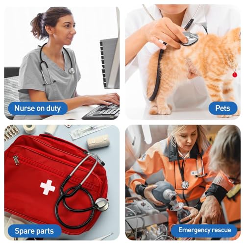 Scian Leichtes Stethoskop für Ärzte, Krankenschwestern, Studenten, Erwachsene, Einkopfstethoskope mit schwarzem Rohr, silbernes Bruststück-Headset für den Heimgebrauch (Black)