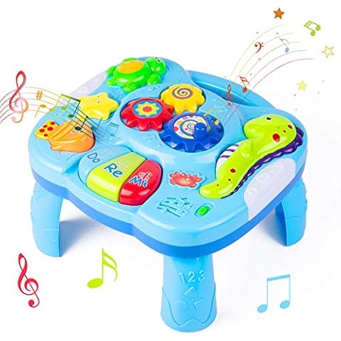 Thedttoy Baby Toys Activity Table Musical Learning Table with Lights and Sounds Activity Toys for Boys Girls (BLUE) Cover