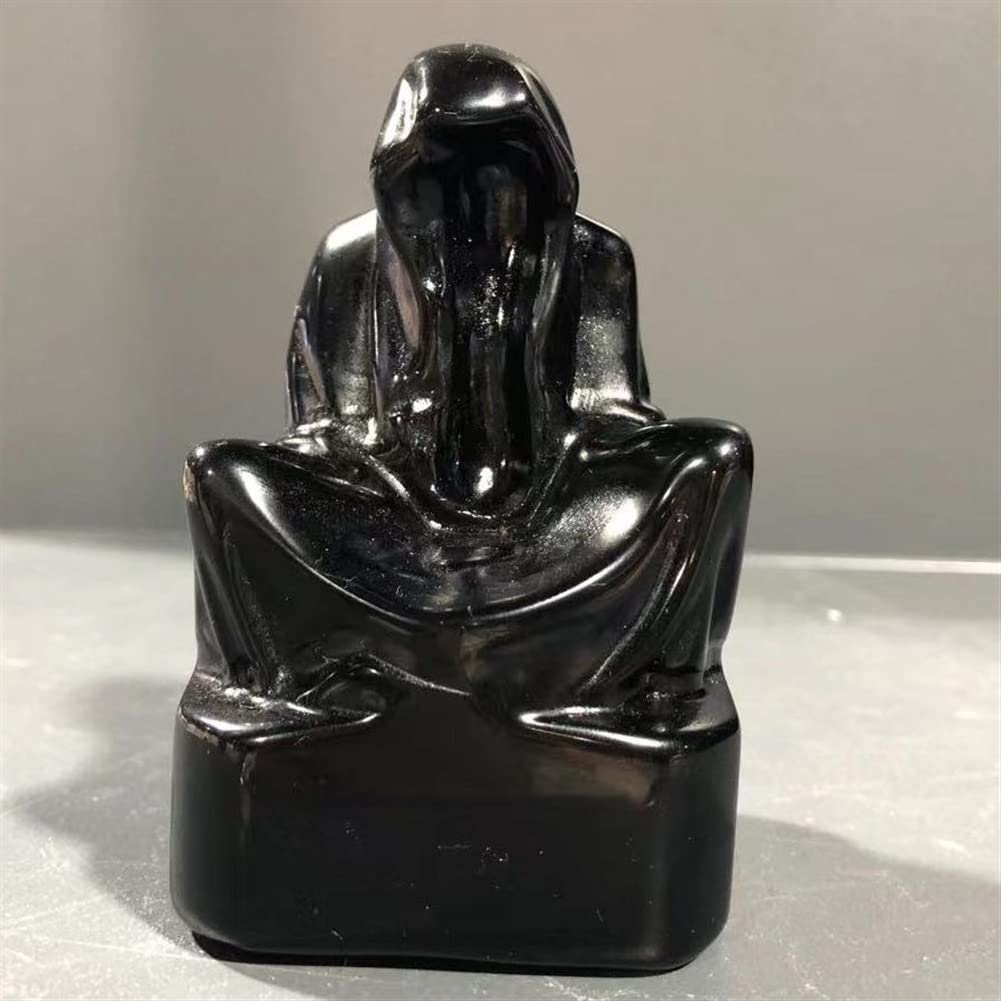 lleno de textura Decoración de cristal 290-330g WizardStatue Piedra natural Figura tallada a mano Adorno de habitación Estatuilla de cristal Reiki Piedra preciosa Decoración de la oficina en el hogar