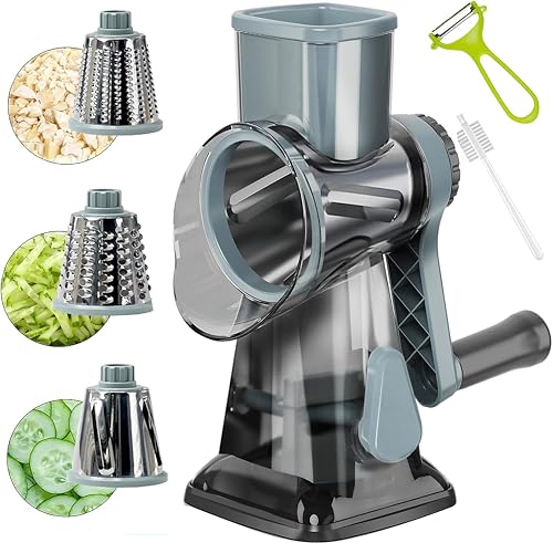 YOUCZON Rotary Cheese Grater Multi-Purpose Stainless Steel Cheese Shredder - Cheese Grater With