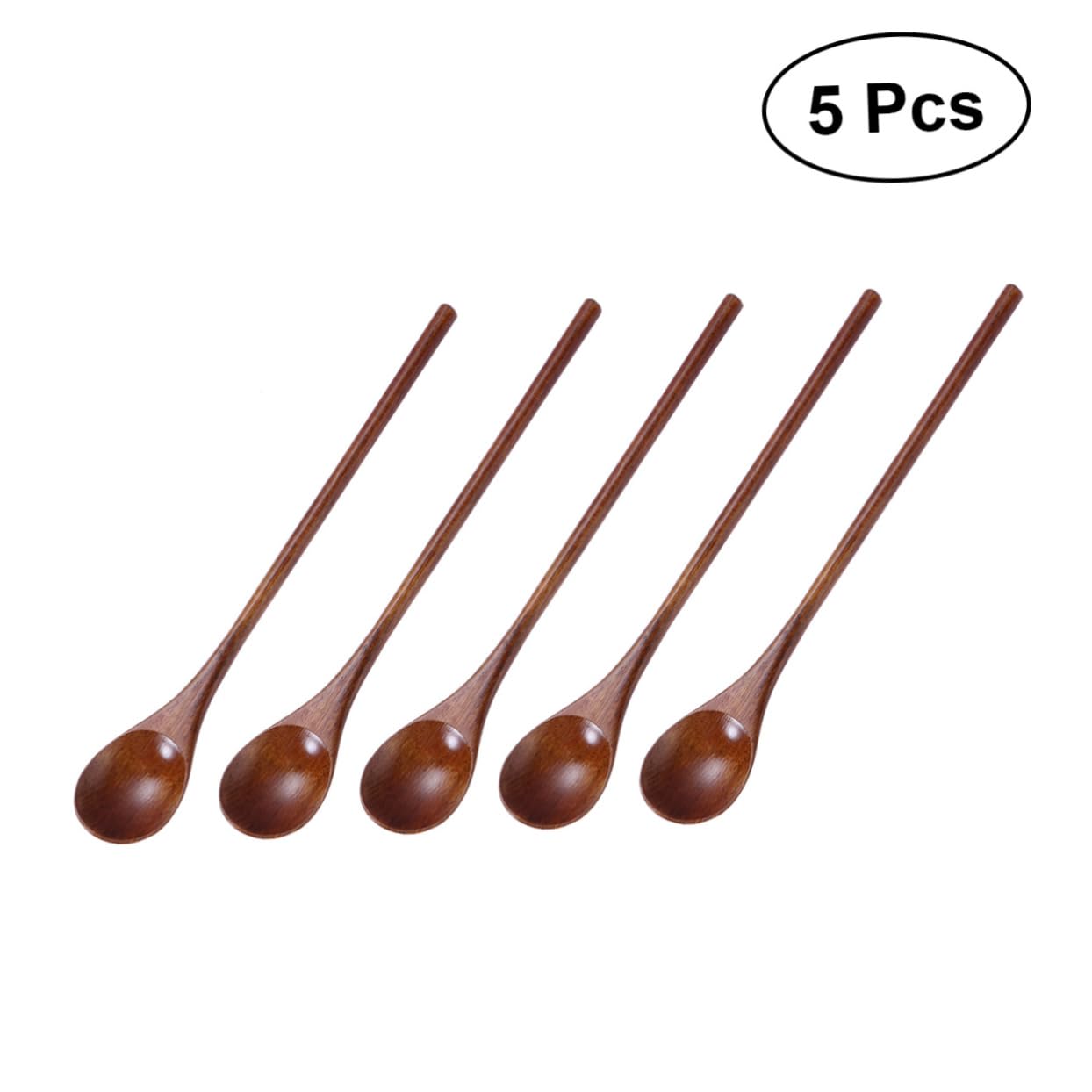 Cabilock 15 Piezas Cuchara De Madera De Cocina De Madera Para Comer Cuchara De Miel De Madera De Cocina De Cafe Manejar Comiendo Café Mango Largo