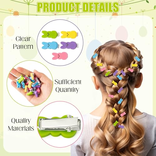 Pinzas para cabello mini con diseño de conejo de Pascua miniatura 3