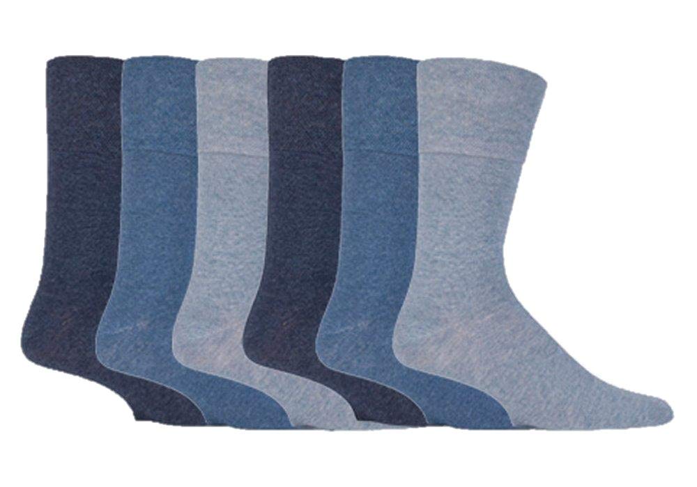 Sock Shop Gentle Grip Men's Blue 6 Pairs Sockshop Diabetic Gentle Grip Socks 6-11 Uk 39-45 Eur See Variations (6 X Rd03)