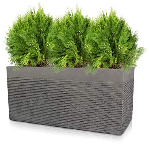 Primrose Garden Light Grey Fibrecotta Brick Rectangular Trough Planter Pot XL 100cm (39.4in)