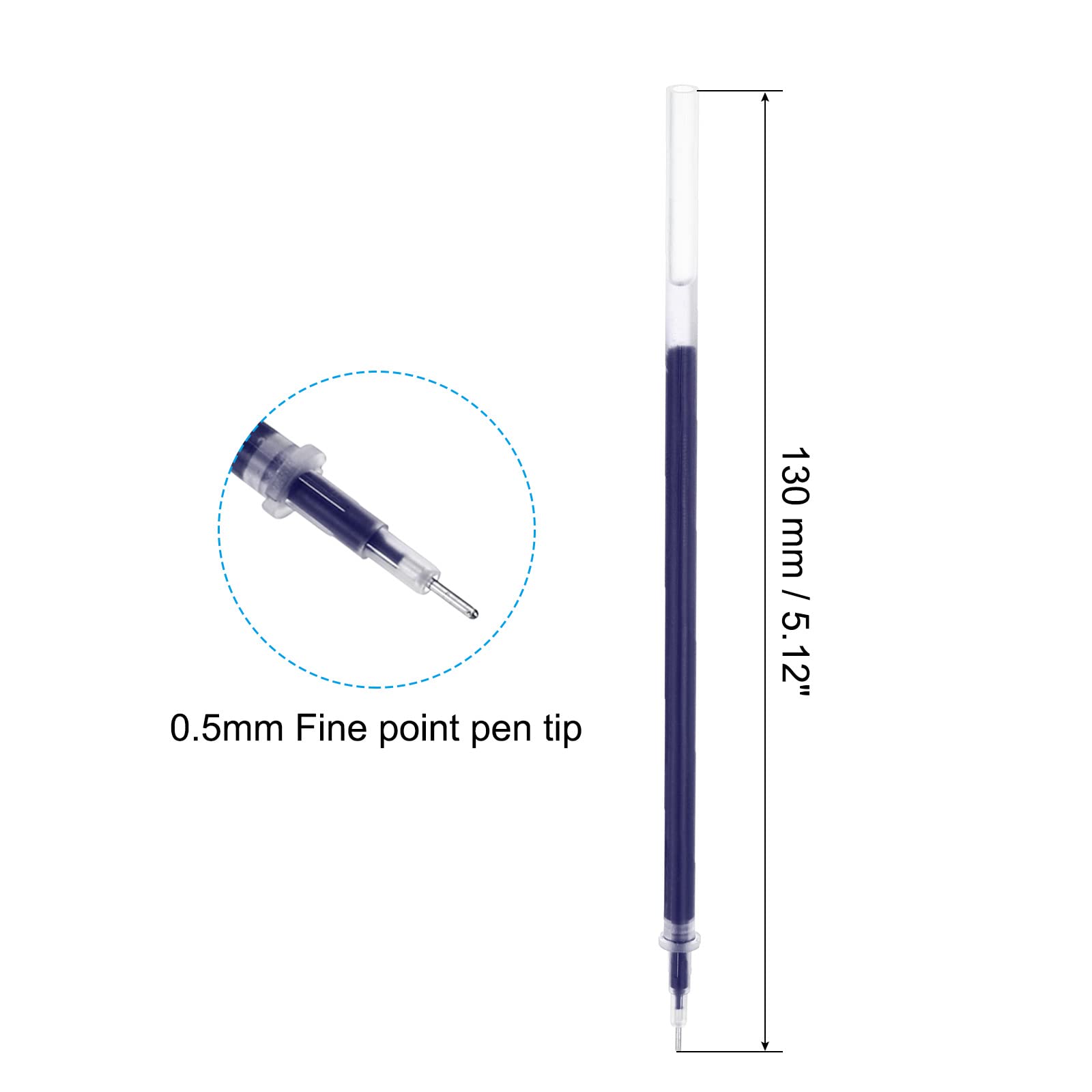 PATIKIL 0.5mm Blue Ink Ballpoint Pen Refills, 50 Pcs, Extra Fine Tip - Image 2