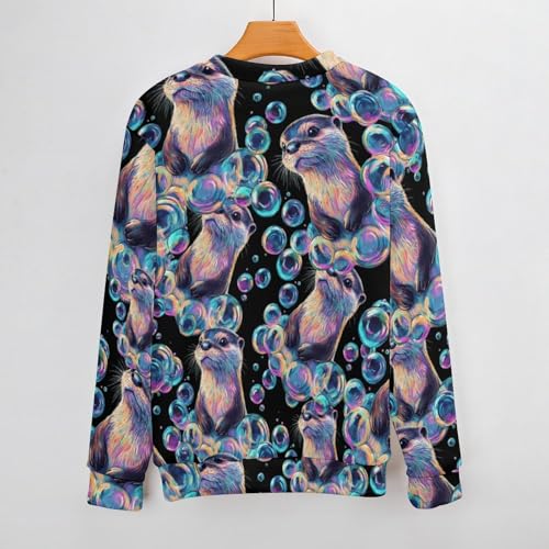 Otter Colorful Bubbles Men's Crew Neck Sweater Knit Pullover Women Casual Long Sleeve Crewneck Loose Fit Top3