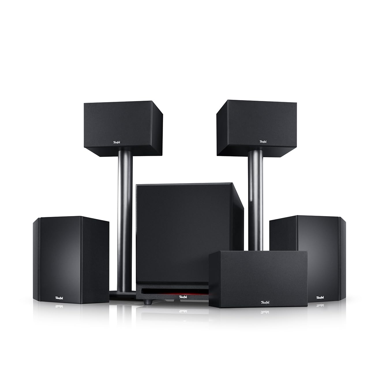 Teufel System 6-5.1 Kit home cinéma avec caisson de basses puissant, haut-parleur haut de gamme pour son et musique, dipôles 3 voies, atmosphère cinématographique - Noir