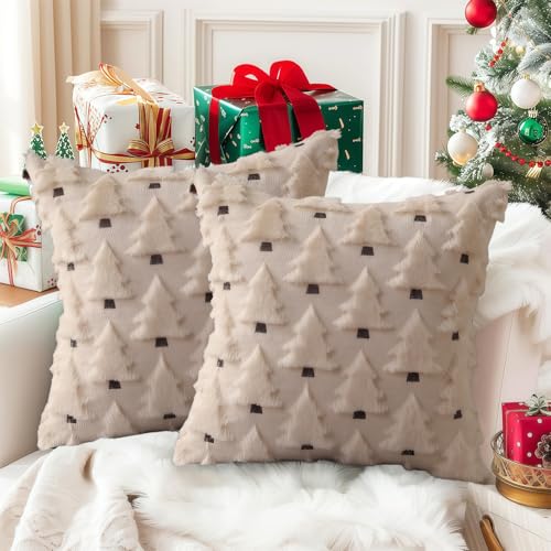 Yamobi Weihnachts Kissenbezüge, 45×45 cm, Set von 2, Weiche Plush...