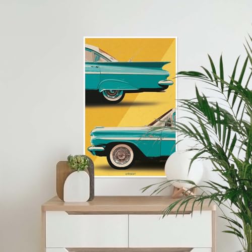 Image of ArtinKart - Vintage Car Posters for Room Decoration Aesthetic, Car Posters for Wall, Vintage Poster (Paper, 12x18 inches, Unframed)