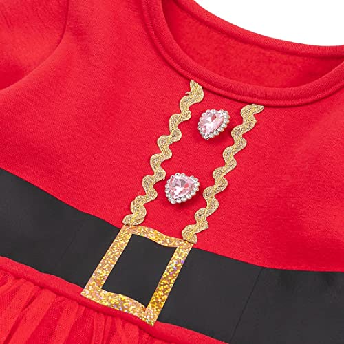 Ozkiz Christmas Dress for Girls Toddler Long Sleeve Red Dresses4