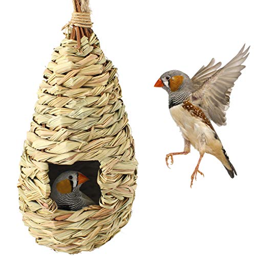 SunGrow Grass Bird Hut, Cozy Resting Place for Birds, Provides Shelter from Cold