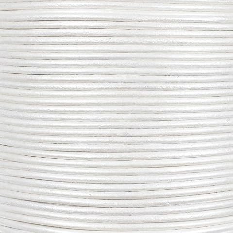 25 Yards of Solid Round 1.5mm Pearl White Real and Genuine Leather Cord for use as Braiding String (1.5mm, Pearl White) Cover
