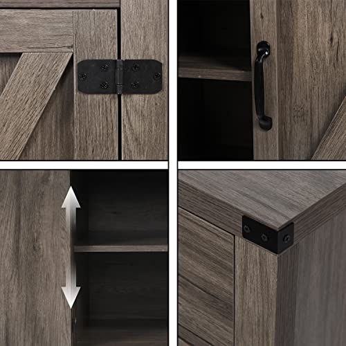 Farmhouse Buffet Cabinet With Storage, Sideboard Buffet Storage Cabinet With Barn Doors Buffets And Sideboards Coffee Bar Cabinet Accent Cabinets With Drawer For Living Room, Entryway (Grey Wash) #TOP5