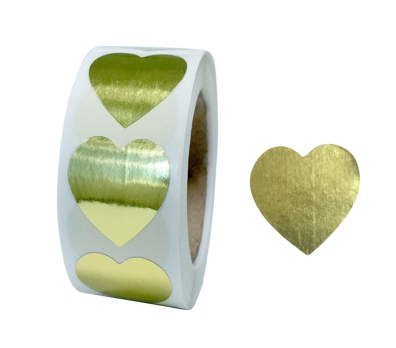Valentine Heart Stickers Gift Tags Glitter Red 500 Stickers in One Roll (Gold 1 inch (25mm))