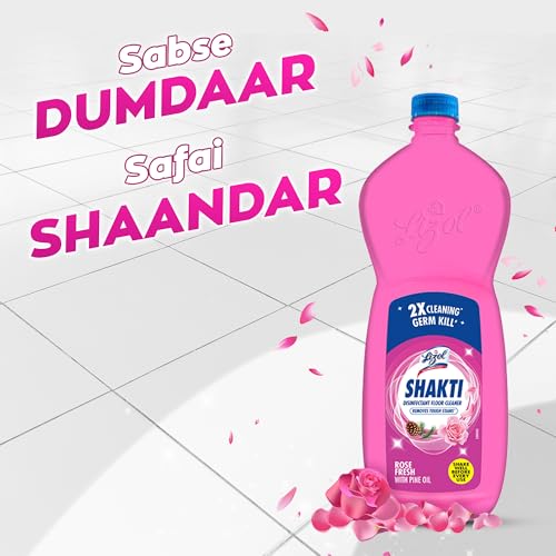 Image of Lizol Shakti 900ml (Pack of 2) - Rose Fresh Floor Cleaner| 2X Better Cleaning vs Phenyl |Kills 99.9% Germs| Removes Tough Stains| Suitable for All Floor Cleaner Mops