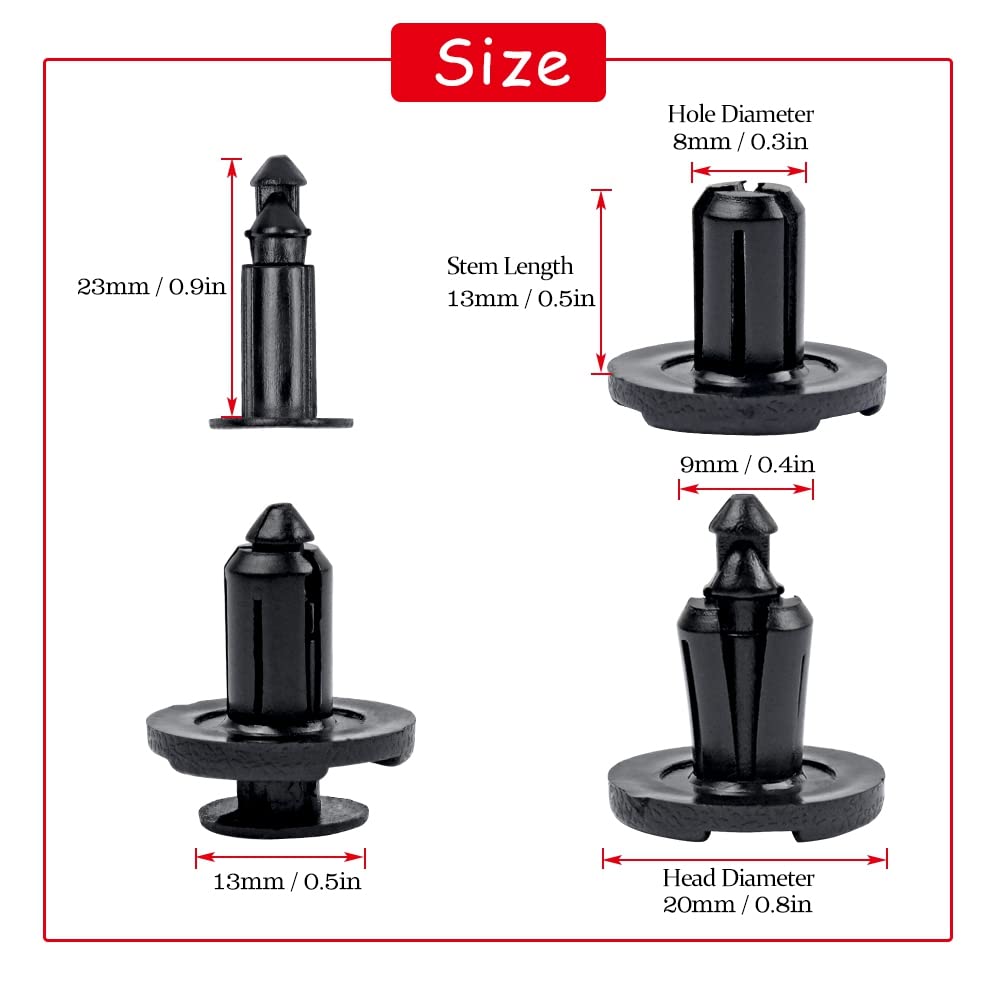sourcing map 30 pz. Grigio a pressione plastica rivestimento pannello paraurti a vite rivetti Clips 8mm foro