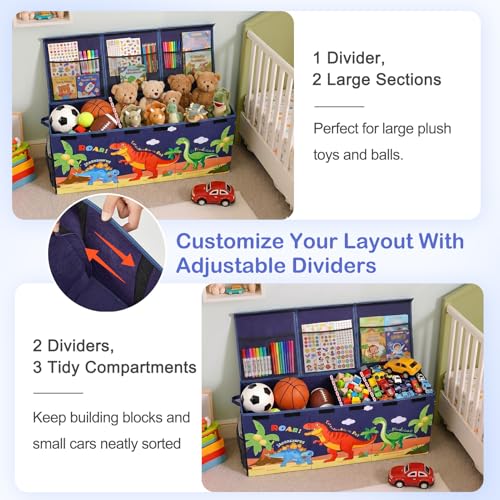 Image of Toy Box with Adjustable Divider Large Toy Chest Storage for Nursery Kidroom