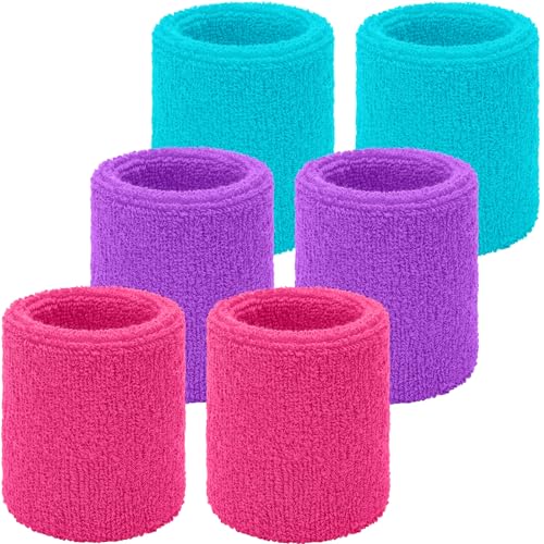 Image of Willbond Wrist Sweatbands, Sports Sweatbands for Competition, Sweat Absorbent, for Basketball, Tennis, Football, Running and Work (Pack of 6)