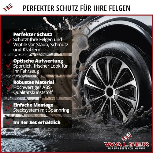 Walser Premium Radkappen New Racer, 4er Set Radkappen Auszeichnung Sehr Gut*, Radzierblenden 14 Zoll, Radblenden für Alufelgen Stahlfelgen… – Ansicht 2