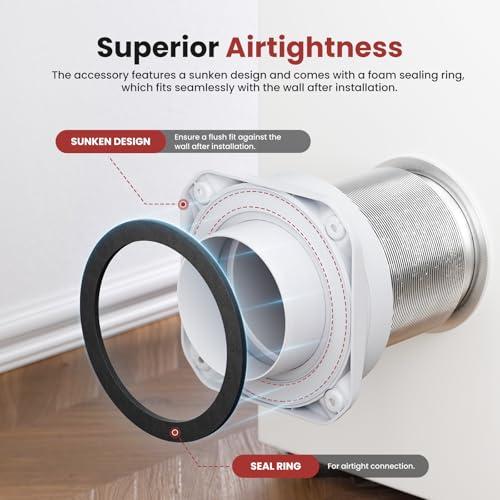 Image of Magnetic Dryer Vent Coupling FR ABS V-0 Dryer Vent Connector Kit Airtight Seal Easy to Clean Quick Connector Including a 2.6ft 4 inch Duct and two Clamps, White, SDV180