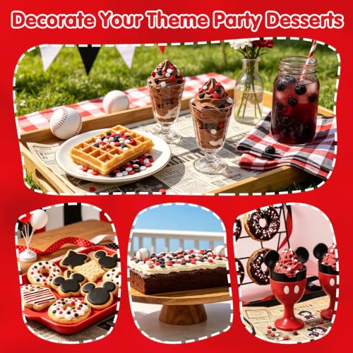 Image of Edible Round Confetti Sprinkles,Red Black White Circle for Cake Decorating | Sprinkl for Cupcake Cookie Ice Cream,Birthday Cartoon Party,Kids Carnival Baby Shower Decorations,Holiday Baking Supplies