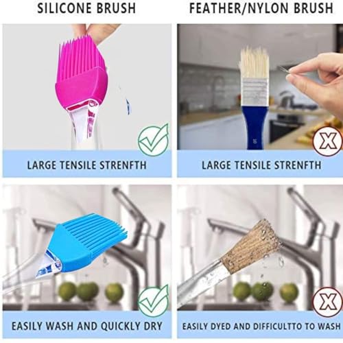 Image of Silicone Pastry Basting Brush, Set of 4 Heat-Resistant Food Grade Oil Brush, Non-Stick Kitchen Baking Brush for BBQ, Butter, Grilling & Marinade