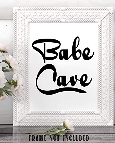 Babe Cave Poster - Great Girl Room Decor, Dorm Room Essentials, Preppy Room Minimalist Decoration, Teen Room She Shed Sign Gift, 11x14 Unframed Typography Art Print Poster, Black and White - Image 9