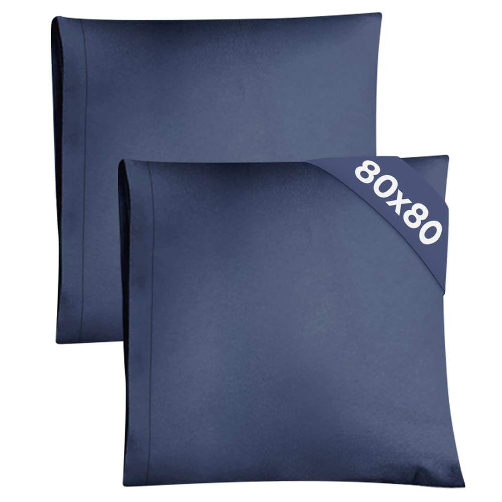 Federa 80x80 Blu marino - Set da 2 - Federe in Microfibra di Alta Qualità - Morbide, Confortevoli e Lavabili in Lavatrice - Federa 80x80 per Cuscini, Set 2 Federe Blu marino - OEKO-TEX Certificato