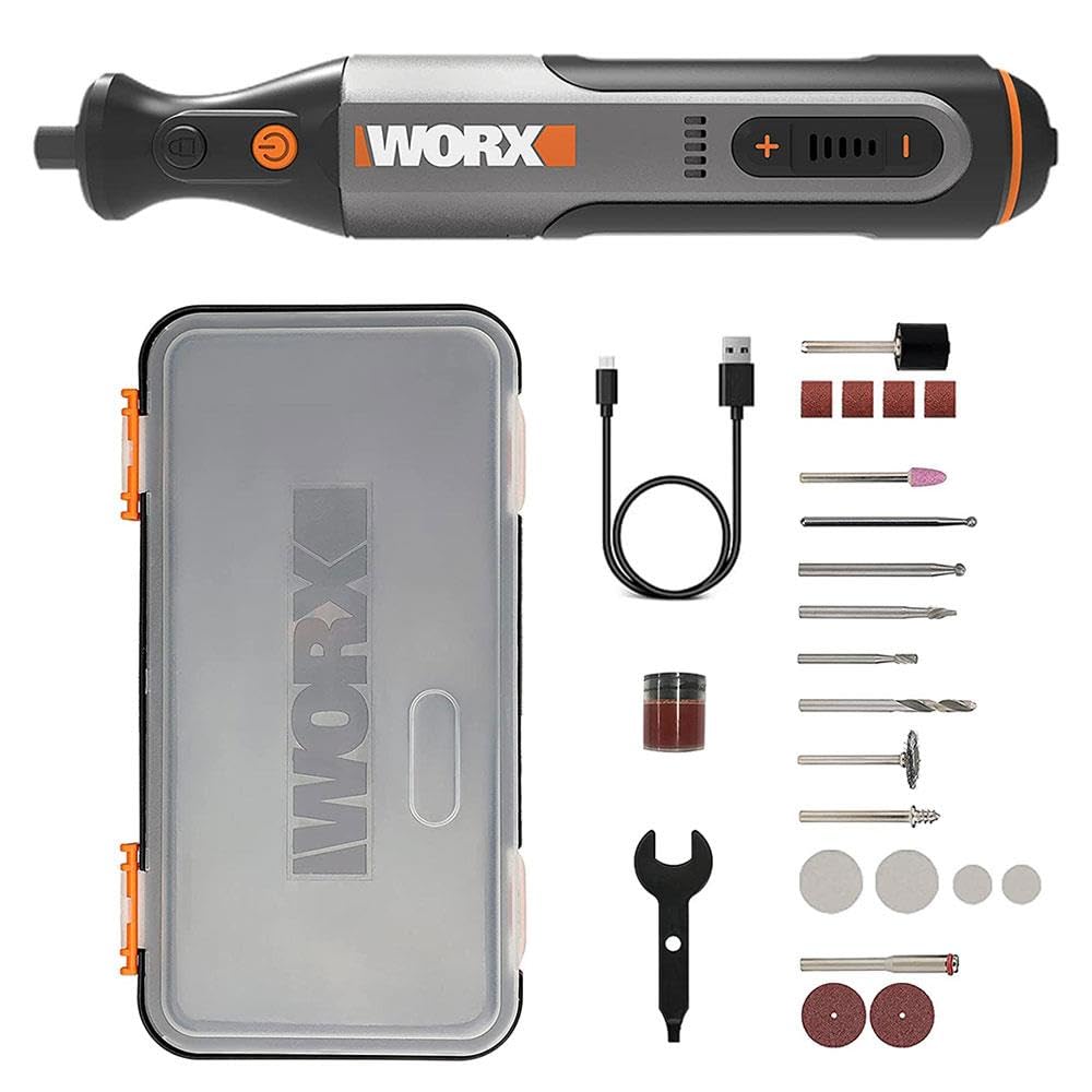 WORX WX106 - Macchina professionale per incidere con variatore di velocità, 8 V, 21 accessori