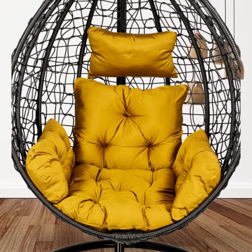 Image of SWINGZY Cushion for Hanging Basket Chair Swing /Outdoor Egg Swing Chair Soft Cushion /Jhula Seat Padded Pillow Cushion /Swing Chair Cushion with Polyester Cloth - (Gold)