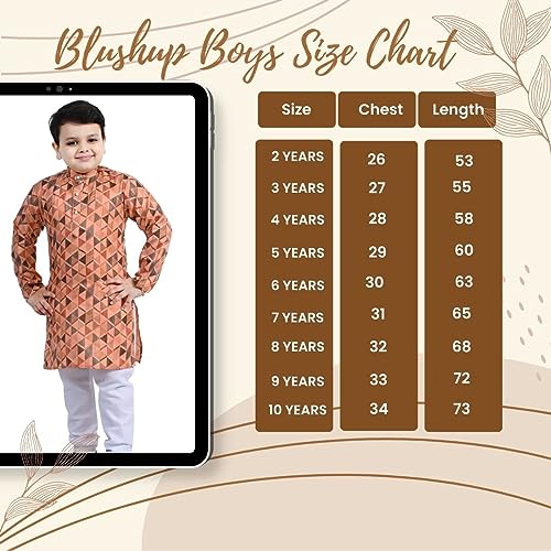 Image of Boys Ethnic Wear Printed Cotton Kurta Pajama set