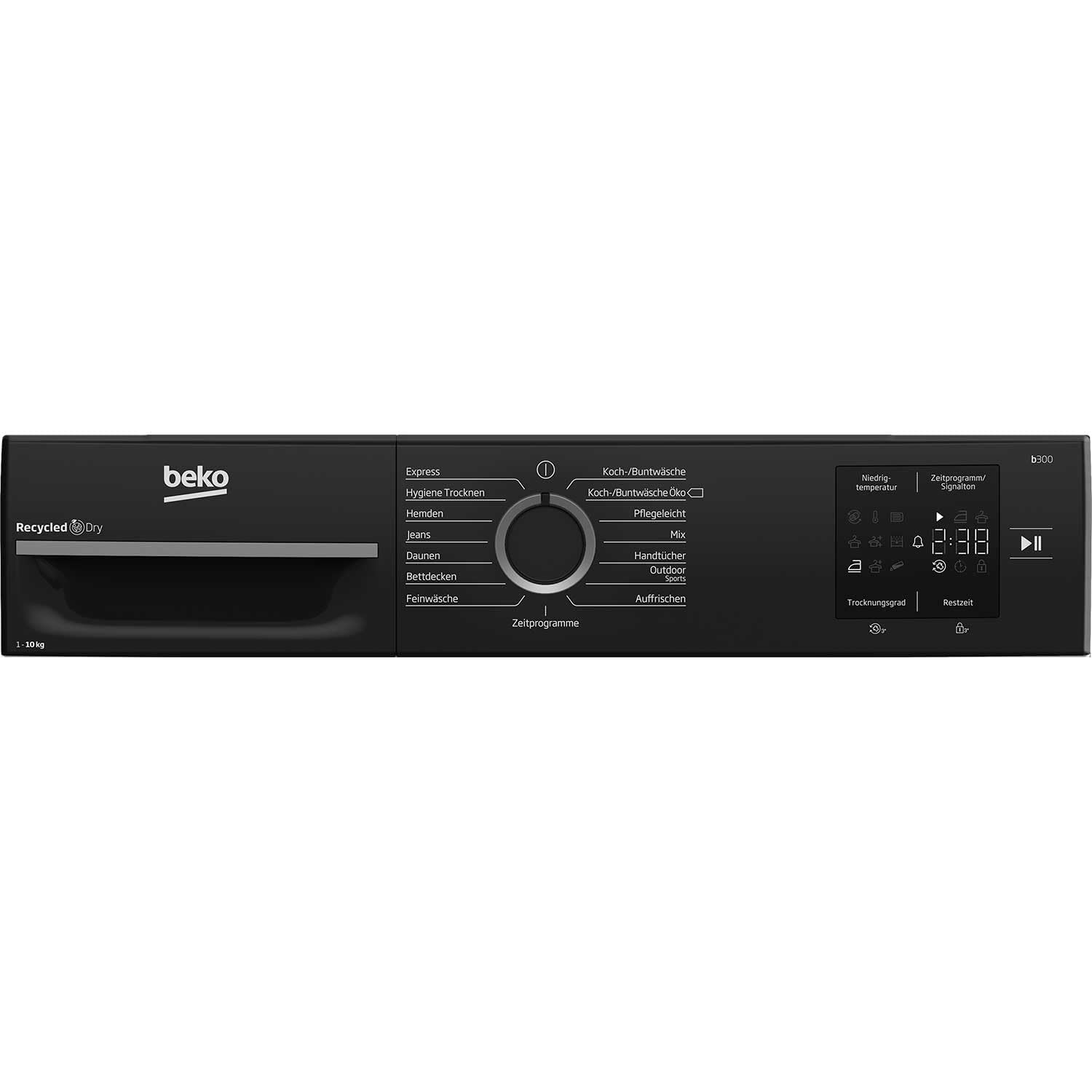 Beko BM3T30230W Wäschetrockner, 10 kg, Frontlader Wärmepumpentrockner, 15 Programme, Sensortrocknung, Säulenfähig, Aquawave Schontrommel, Weiß