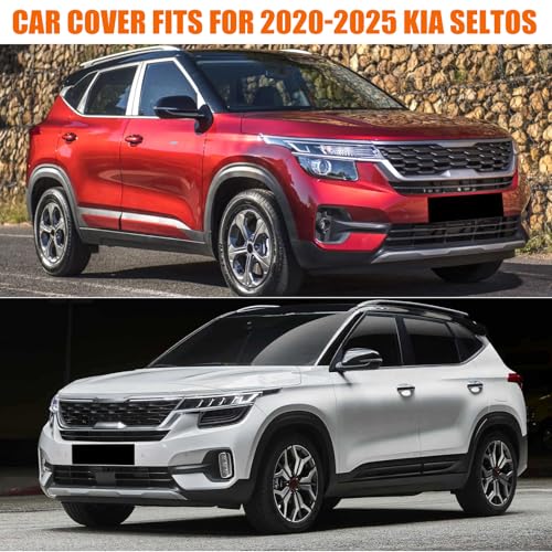 Image of Waterproof Car Cover Replace for 2020-2025 Kia Seltos, 6 Layers All Weather Car Cover with Zipper Door & Windproof Bands for Snow Rain Dust Hail Protection (Seltos)