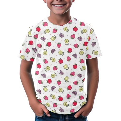 Boys Girl's Graphic Tees Cute Fruit Printed T-Shirts Short Sleeve Crewneck Floral Tee Shirt Summer Casual Boys Clothing4